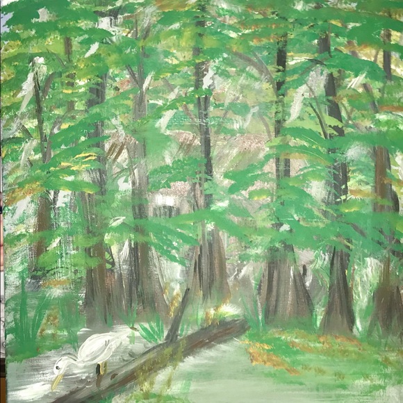 Swamp scene painting amateur signed - Picture 4 of 7